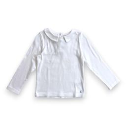 PETIT BATEAU, T shirt manches long blanc petit col, 4 ans