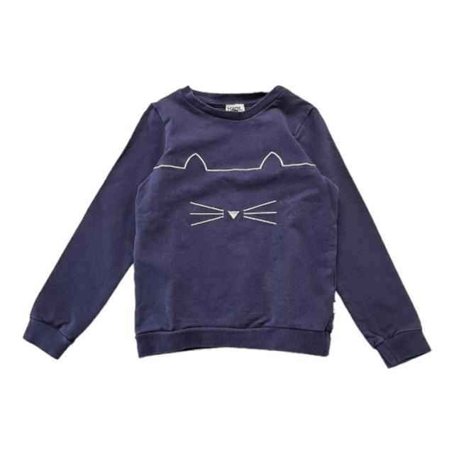 KARL LAGERFELD, Sweat bleu marine avec chat brodé, 8 ans