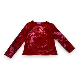 KENZO, T-shirt manches longues rouge avec imprimés, 4 ans