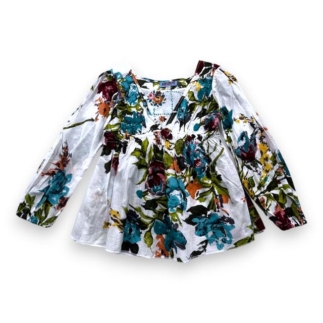 KENZO, Blouse blanche à fleurs, 6 ans