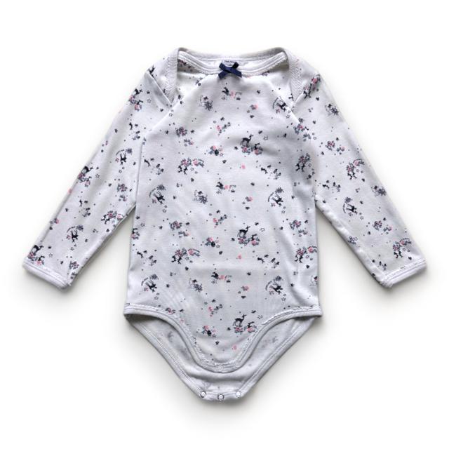 PETIT BATEAU, Body blanc à manches longues avec imprimés, 2 ans