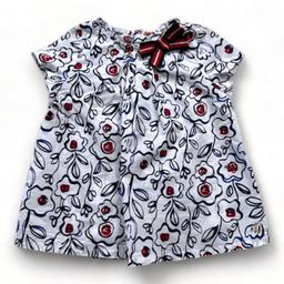 PETIT BATEAU, Blouse blanche avec motifs bleu marines, 2 ans