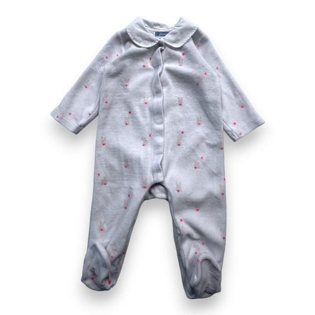 JACADI, Pyjama blanc motif lapin rose, 6 mois