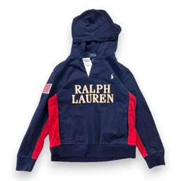 RALPH LAUREN, Polo bleu et rouge avec broderies à manches longue