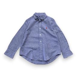 RALPH LAUREN, Chemise à carreaux blanche et bleue, 4 ans