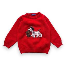 BOSCHINONI, Pull rouge en cahemire avec dalmatien, 3 ans