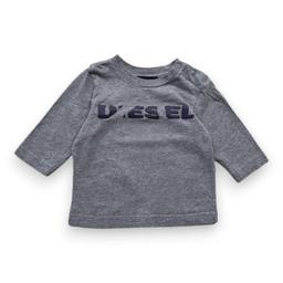 DIESEL, T-shirt à manches longues gris avec imprimés, 3 mois