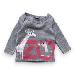 KENZO, T-shirt à manches longues gris avec imprimés, 3 mois