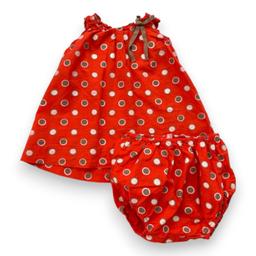 BONPOINT, Ensemble robe et bloomer rouge à pois, 6 mois