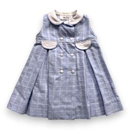 BABY DIOR, Robe bleue à carreaux à manches courtes, 3 mois