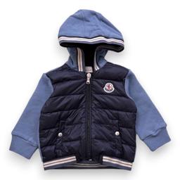 MONCLER, Veste bimatière bleue, 6 mois