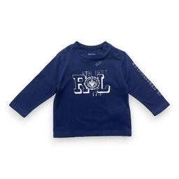 RALPH LAUREN, T shirt manches longues bleu marine à motifs, 9 mo