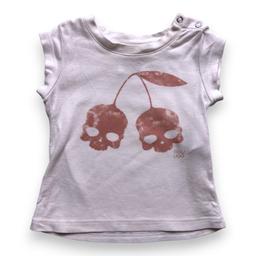 DOUUOD, T shirt blanc cerises têtes de mort, 6 mois