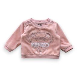 KENZO, Sweat rose effet velours avec éléphant brodé, 3 mois