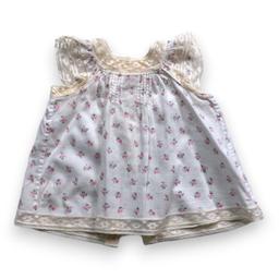 BONPOINT, Robe blance à fleurs à manches courtes, 6 mois