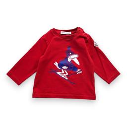 MONCLER, T-shirt à manches longues rouge avec imprimé, 3 mois