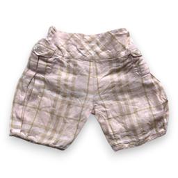 BURBERRY, Short en lin imprimé check Burberry rose et vert, 6 mo