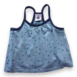 PETIT BATEAU, Débardeur bleu à étoiles multicolore, 6 mois