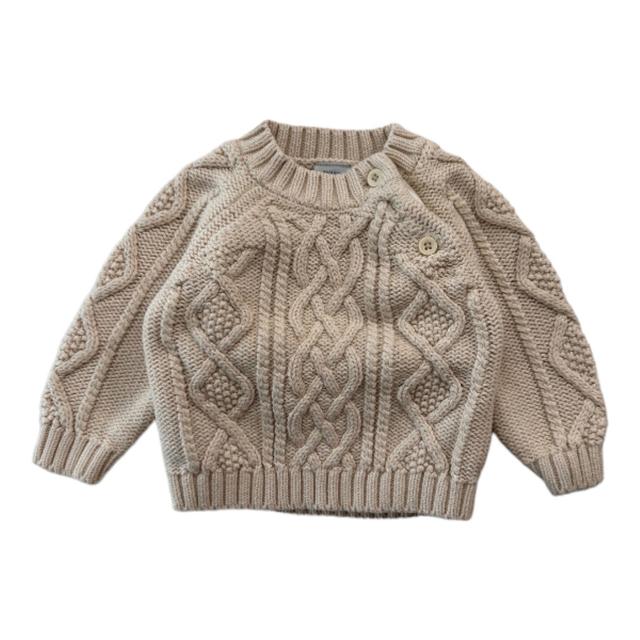 PETIT BATEAU, Pull beige torsadé, 6 mois