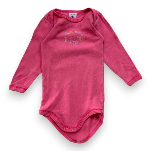 PETIT BATEAU, Body à manches longues rose avec imprimé, 9 mois