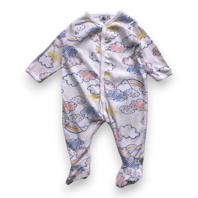 PETIT BATEAU, Pyjama blanc avec imprimés nuages, 6 mois