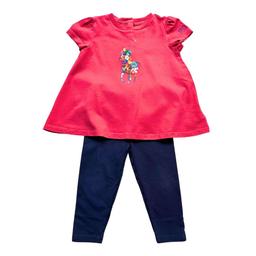 RALPH LAUREN, Ensemble blouse rose et legging bleu, 18 mois