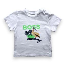 HUGO BOSS, T shirt blanc à motifs, 18 mois