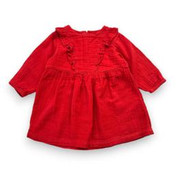 PETIT BATEAU, Robe rouge à manches courtes, 18 mois