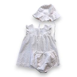 PETIT BATEAU, Ensemble bob robe et bloomer blanc avec broderies,