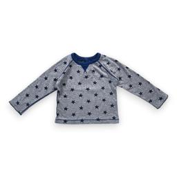 PETIT BATEAU, T-shirt gris manches longues étoiles bleu, 18 mois