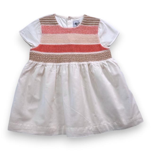 PETIT BATEAU, Robe beige avec broderies, 18 mois