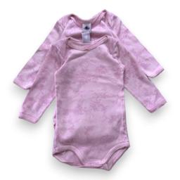 PETIT BATEAU, Lot de 2 bodies roses avec imprimés, 6 mois