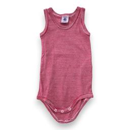 PETIT BATEAU, Body rouge et blanc à rayures, 6 mois