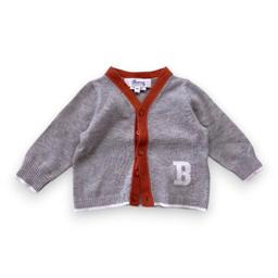 BONPOINT, Cardigan gris et marron, 6 mois