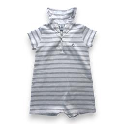 PETIT BATEAU, Combinaison blanche à rayure beige, 18 mois