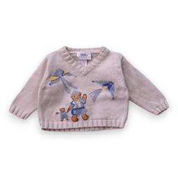 BABY DIOR, Pull beige avec broderies, 6 mois