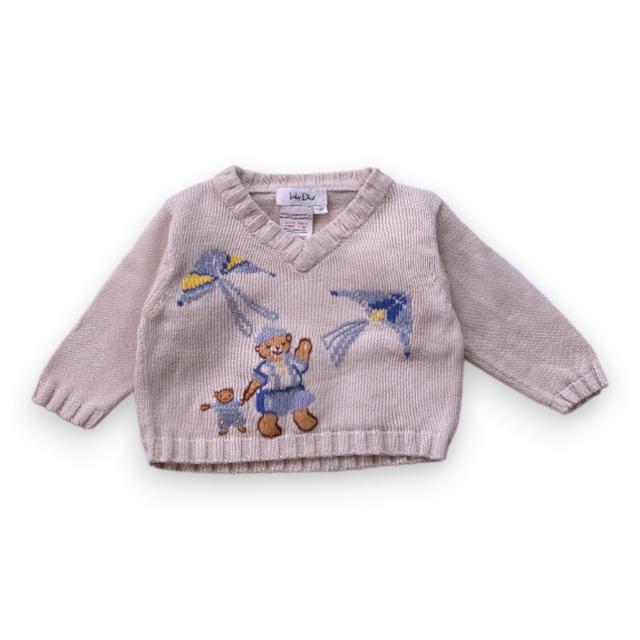 BABY DIOR, Pull beige avec broderies, 6 mois