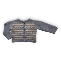 BONPOINT, Cardigan gris en laine à motifs, 18 mois