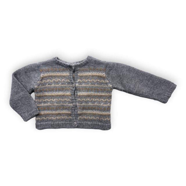 BONPOINT, Cardigan gris en laine à motifs, 18 mois