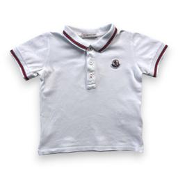 MONCLER, Polo blanc liseré rouge, 18 mois