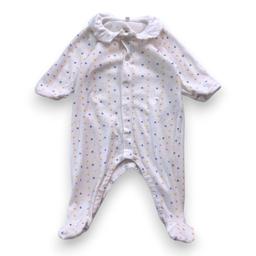 PETIT BATEAU, Pyjama blanc à coeurs multicolores, 3 mois