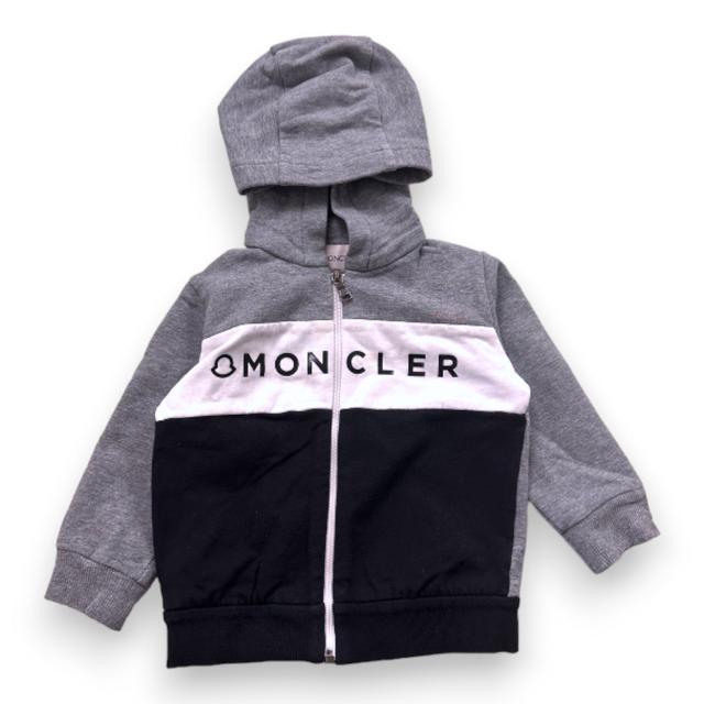 MONCLER, Sweat zippé gris et noir, 9 mois