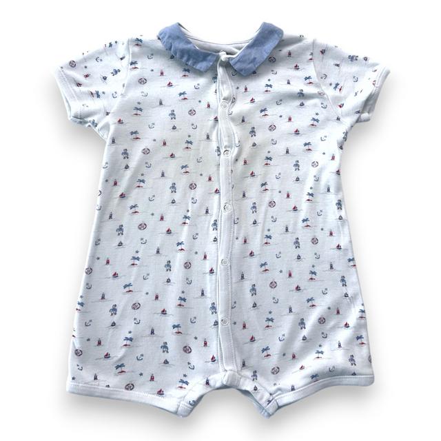 PETIT BATEAU, Combi-short blanc à motifs pirates, 12 mois