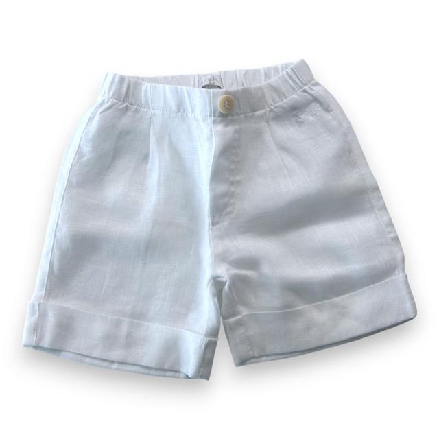 IL GUFO, Short blanc en lin, 12 mois