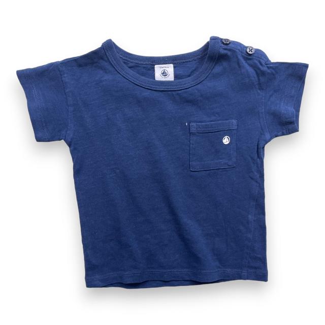 PETIT BATEAU, T shirt bleu marine, 12 mois