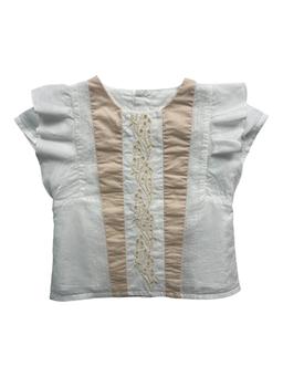 CHLOÉ, Blouse blanche et rose, 9 mois