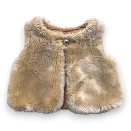 CHLOÉ, Gilet sans manches en fausse fourrure beige, 12 mois