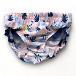 PETIT BATEAU, Culotte de bain blanche avec imprimés bleu et rose