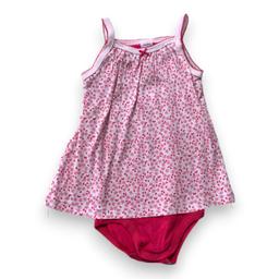 PETIT BATEAU, Robe blanche à fleurs roses avec body, 2 ans