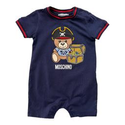 MOSCHINO, Combinaison bleu marine avec imprimés, 6 mois